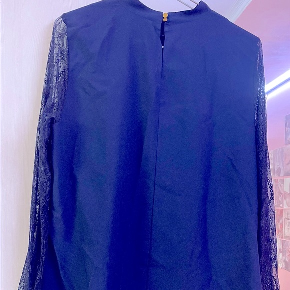 Dorothy Perkin Navy Blue top with net sleeves in size UK 14 - Picture 4 of 7
